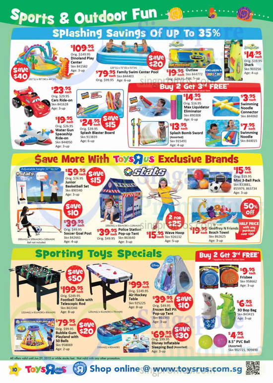 Sports n Outdoor Fun Toys, Dinoland Play Center, Family Swim Center Pool, Junior Basketball Set, Stats, Disney, Cars