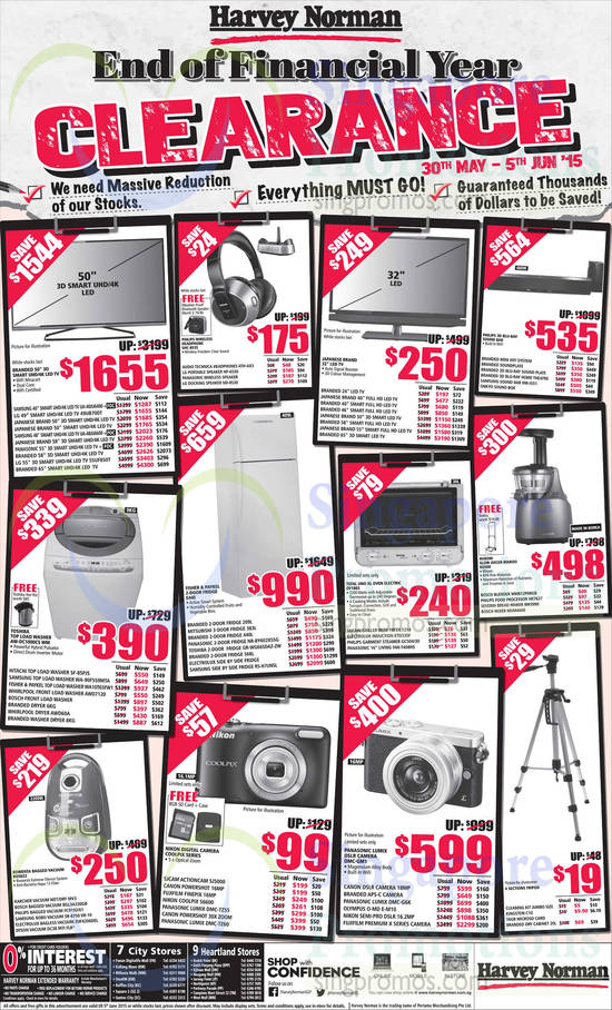 TVs, Speakers, Washers, Fridges, Ovens, Digital Cameras, Vacuum Cleaners, Samsung, LG