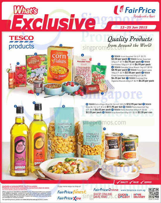 Tesco Products Corn Flakes, Cookies, Olive Oil, Pasta