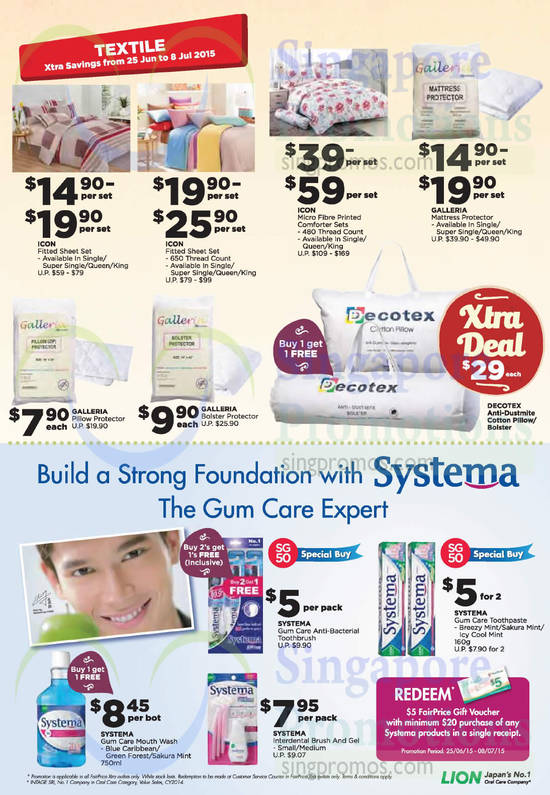 Textile, Beddings, Comforter Sets, Fitted Sheet Sets, Mattress Protector, Systema, FairPrice Gift Voucher