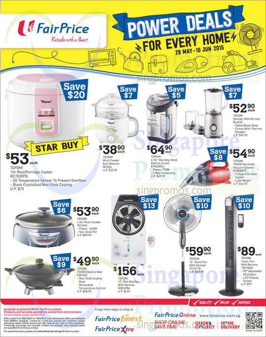 Toyomi Home Appliances, Rice Cooker, Multi Cookers, Vacuum Cleaner, Fans, Wok, Blender, RC7020PG, MC606, EPA458SS, BL6023, VC8088HP