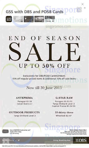 Featured image for Anteprima, G-Star Raw, 33 Thirty Three & Outdoor Products SALE 6 – 30 Jun 2015