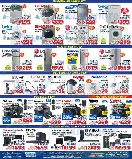 Washers, Dishwasher, Dryer, Fridges, DSLR Digital Cameras, Home Theatre Systems, Sound Bar, Panasonic, Sharp, Beko, Mistral, LG