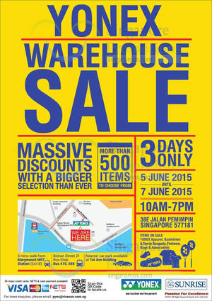 Featured image for (EXPIRED) Yonex Warehouse SALE 5 – 7 Jun 2015