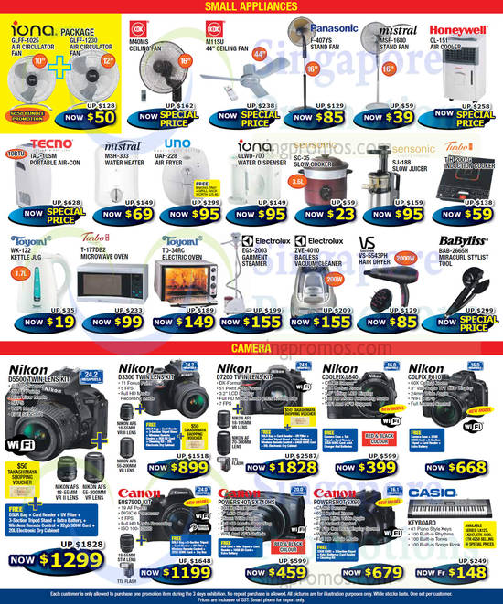 10 Jul Fans, Ovens, Vacuum Cleaner, Digital Camera, Nikon, Canon, Casio, Tecno, Iona, Electrolux