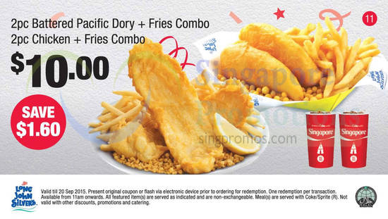 (11) 10.00 2Pc Battered Pacific Dory Fries Combo, 2Pc Chicken Fries Combo