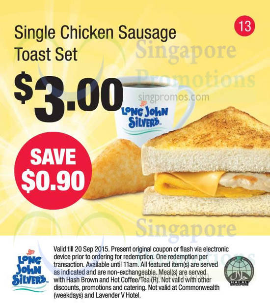 (13) 3.00 Single Chicken Sausage Toast Set