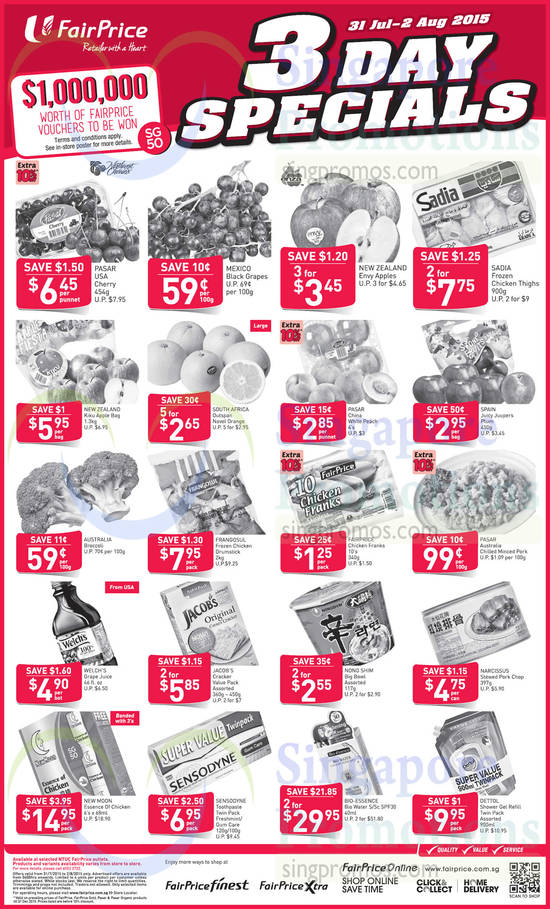 31 Jul 3 Day Specials Fruits, Vegetables, Seafood, Groceries