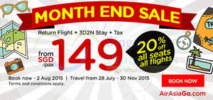 Featured image for (EXPIRED) Air Asia Go 3D2N Stay fr $149 (Return Flight, Stay & Taxes inc) Month End Sale 27 Jul – 2 Aug 2015