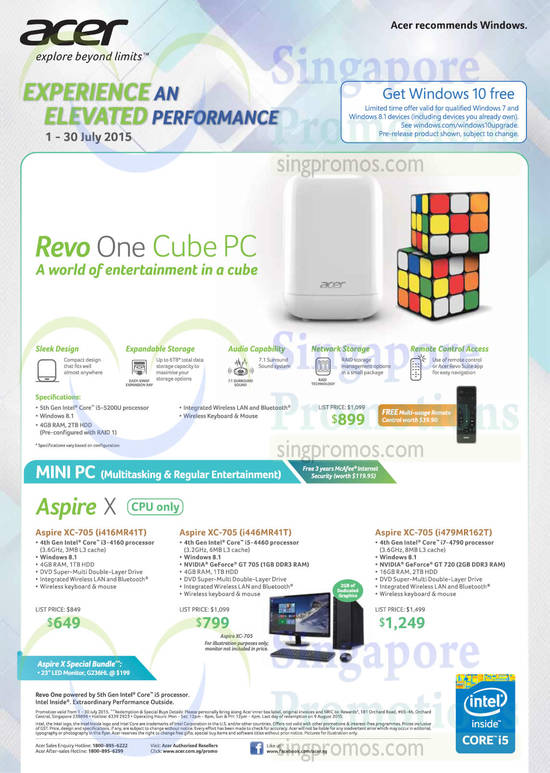 Desktop PCs, Revo One Cube PC, XC-705 Series