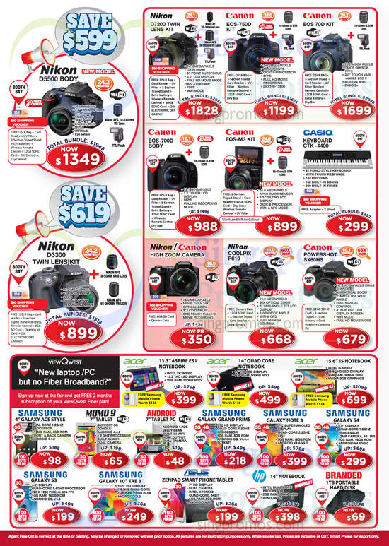 Digital Cameras, Mobile Phones, Tablets, Nikon, Canon, Casio, Samsung, Acer, Asus, HP