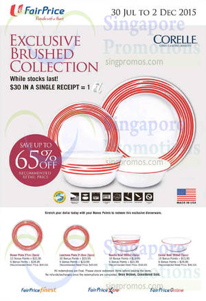 Featured image for (EXPIRED) Fairprice Spend & Redeem Corelle Plates & Bowls 30 Jul – 2 Dec 2015