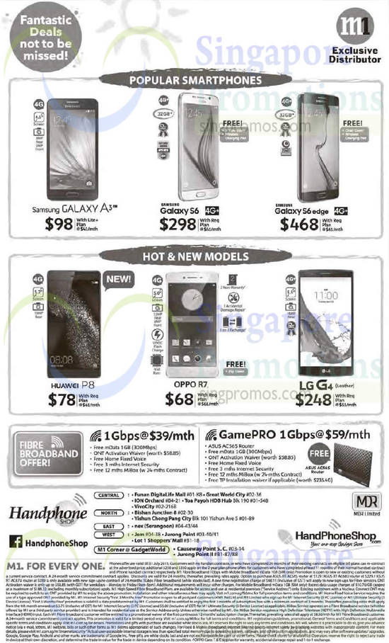 Handphone Shop Samsung Galaxy A3, S6, S6 Edge, Huawei P8, Oppo R7, LG G4