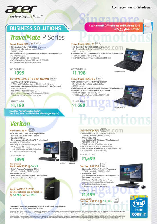 Notebooks, Desktop PCs, Workstations, TravelMate, Veriton, P246-M, P236-M, P455-M-54214G50Mt, P645-SG