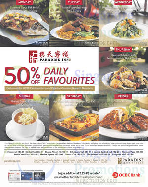 Featured image for Paradise Inn 50% Off Daily Favourites For OCBC Cardmembers 3 Jul – 31 Aug 2015