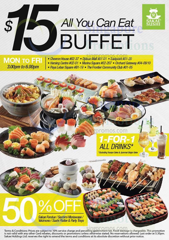 Sakae Sushi 15 All You Can Eat Buffet 3pm to 6pm 8 Outlets 27