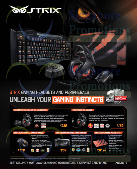 Strix Gaming Headsets And Peripherals, Strix DSP Gaming Headset And Audio Station, Gaming Keyboard