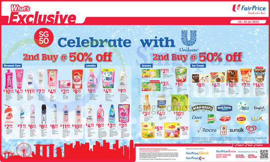 Unilever 2nd Buy at 50 Percent Off Personal Care, Laundry, Grocery, Ice Creams