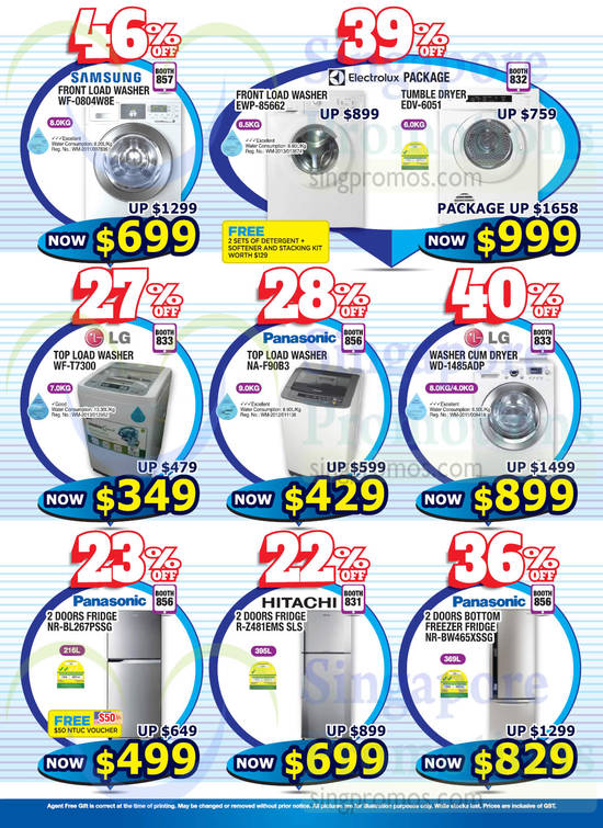 Washers, Dryer, Fridges, Samsung, Electrolux, Panasonic, Hitachi, LG