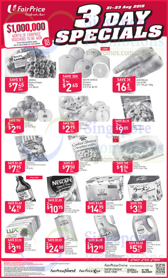 21 Aug 3 Day Specials Fruits, Vegetables, Household Items