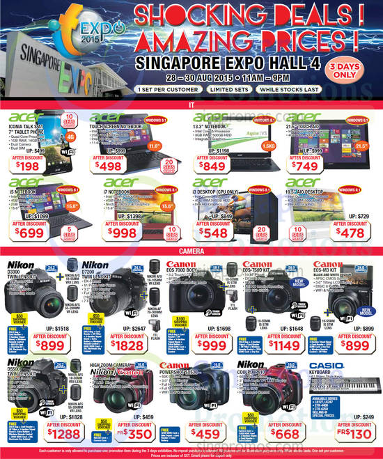 28 Aug Notebooks, AIO PC, Tablet Phone, CPU, Desktop PC, DSLR Digital Cameras, Digital Cameras, Kayboards, Canon, Nikon, Acer, Casio