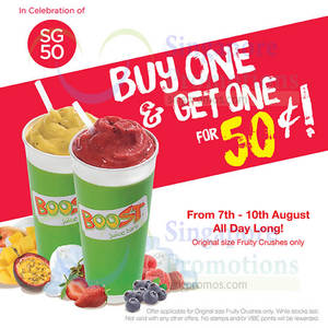 Featured image for Boost Juice Bars 50 Cent 2nd Fruity Crush 7 – 10 Aug 2015
