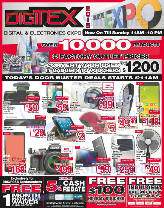 Convert Used IT Gadgets, Door Buster Deals Car Recorder, Digital Camera, Tablet, Digital Camera, Fan