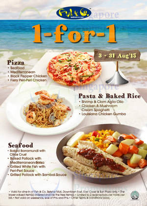 Featured image for Fish & Co. 1-for-1 Main Course Promo @ Selected Outlets 5 – 31 Aug 2015