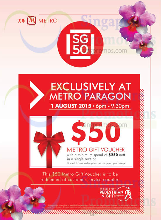 Metro Paragon Spend 250 Get 50 Voucher 6pm to 9pm 1 Aug 2015