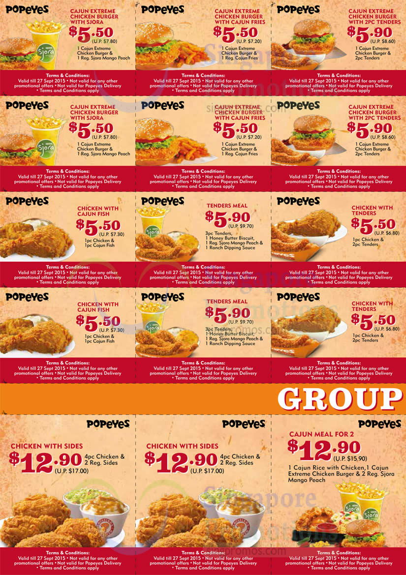 Popeyes Coupon Page 1, Cajun, Chicken, Group, Tenders » Popeyes Dinein