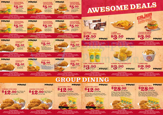 (EXPIRED) Popeyes Dine-in Discount Coupons 21 Aug – 27 Sep 2015