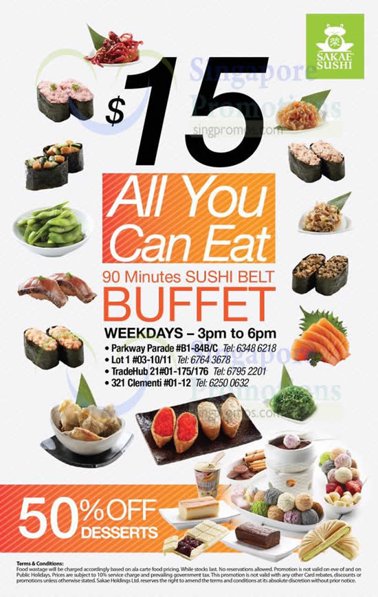 Sakae Sushi 15 All You Can Eat Buffet Weekdays 3pm to 6pm 4