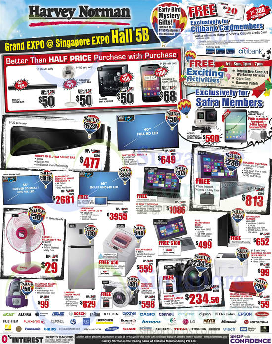 TVs, Notebooks, Washer, Fridge, Digital Cameras, Fan, Vacuum Cleaner