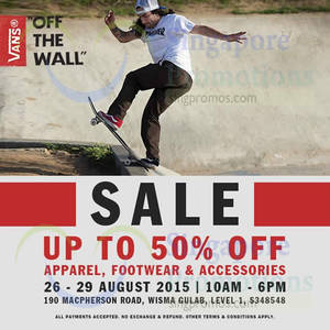 Featured image for Vans Off The Wall Up to 50% Off Sale @ Wisma Gulab 26 – 29 Aug 2015