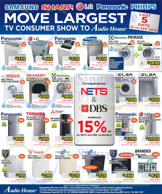 10 Sep Washers, Dryers, Dishwasher, Fridges, Freezers, Wine Cooler, Oven, Farfalla, Panasonic, LG, Bosch, Electrolux, Sharp, Elba, EF, Toshiba, Mitsubishi Electric