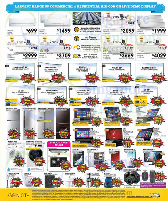 25 Sep Air Conditioners, TVs, Fridges, Notebooks, Washers, Tablets, Kitchen Appliances