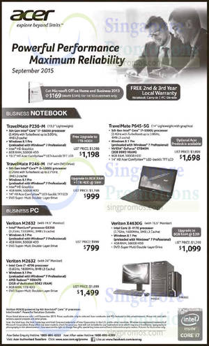 Featured image for Acer Business Notebooks & Desktop PC Offers 17 – 30 Sep 2015