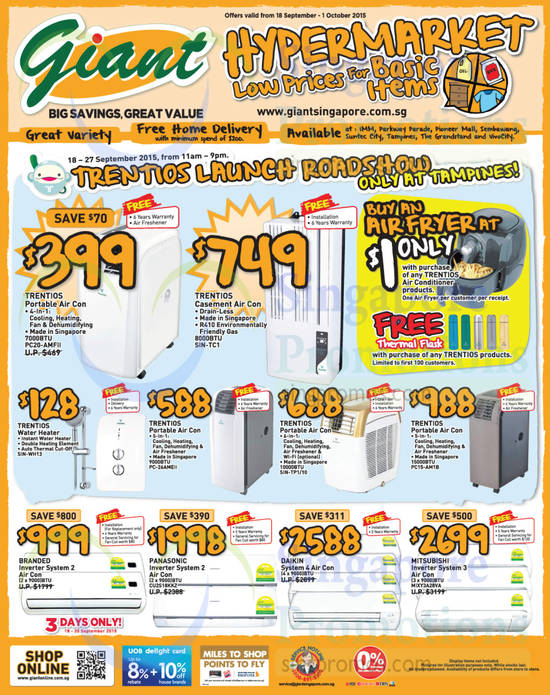 Air Conditioners, Casement, Portable, Inverter System 2, Inverter System 3, Trentios, Daikin, Mitsubishi, Panasonic