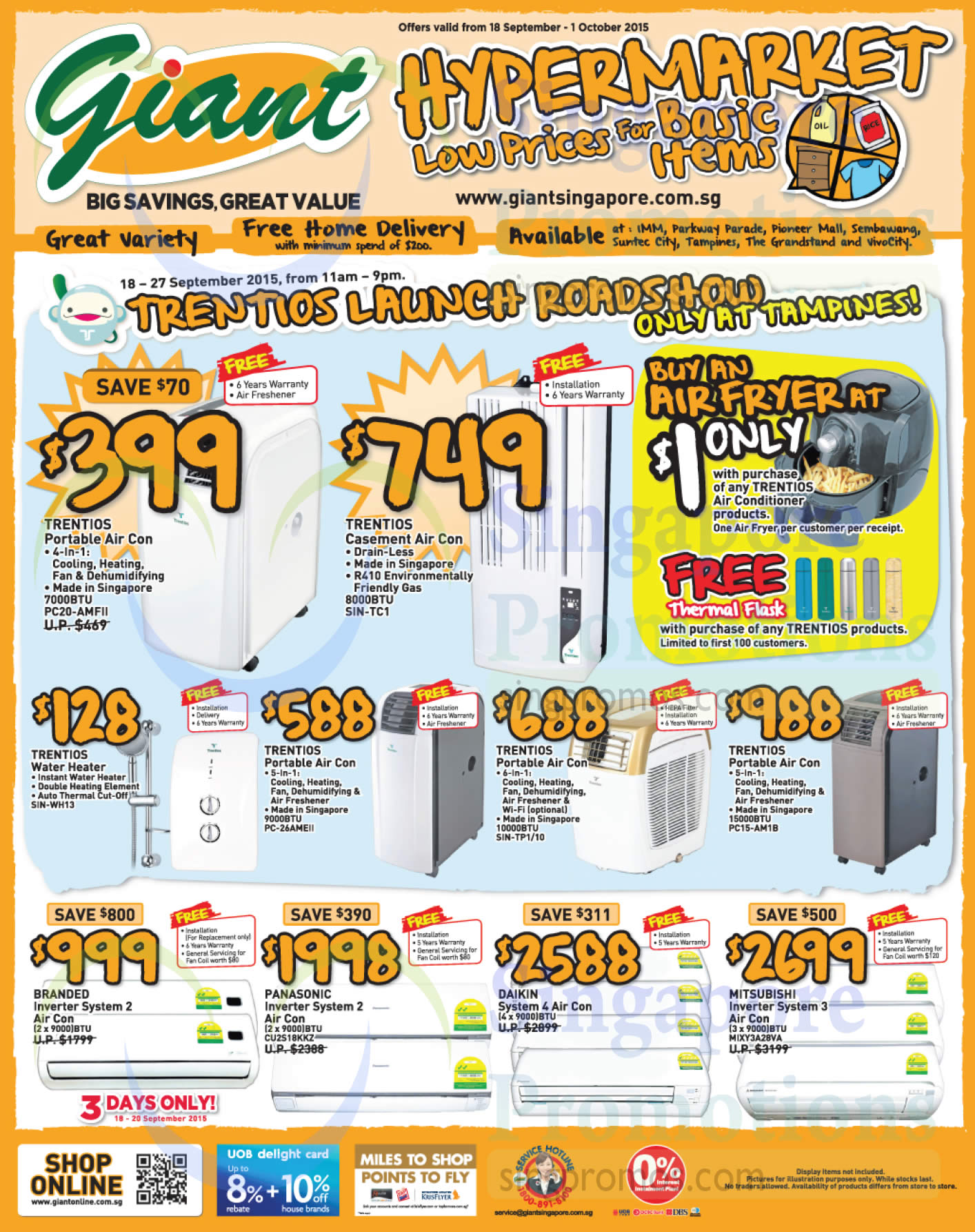 Featured image for Giant Hypermarket EuropAce & Trentios Appliances Offers 19 Sep - 1 Oct 2015