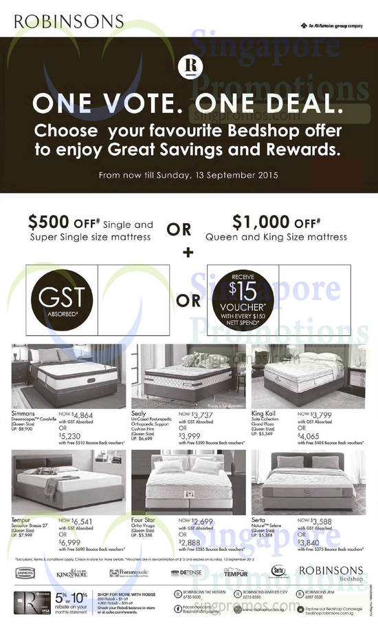 Beddings, Mattresses, Simmons, King Koil, Sealy Posturepedic, Four Star Detense, Tempur, Serta, Vouchers, Simmons Dreamscapes Coralville