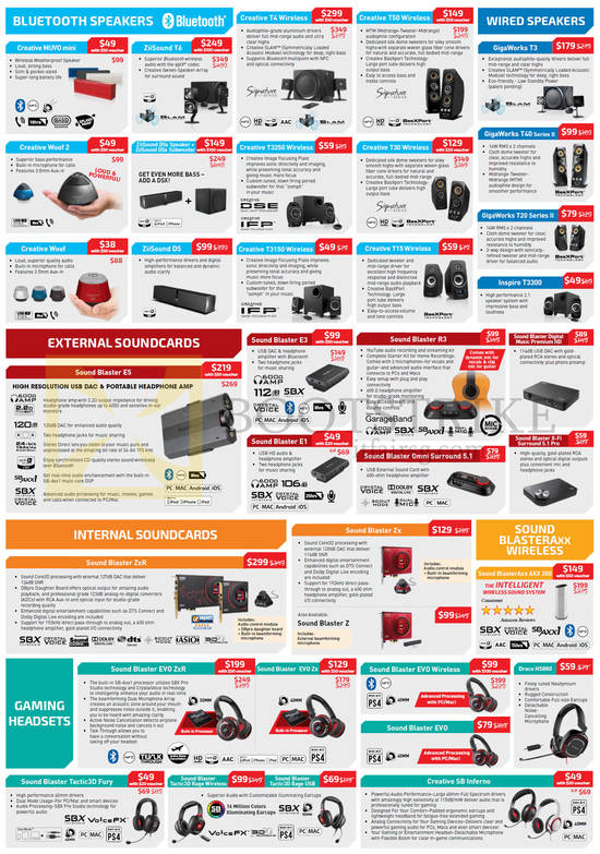 Creative Bluetooth Speakers, Wired Speakers, Internal, External Sound Cards, Sound BlasterAXX Wireless, Gaming Headsets