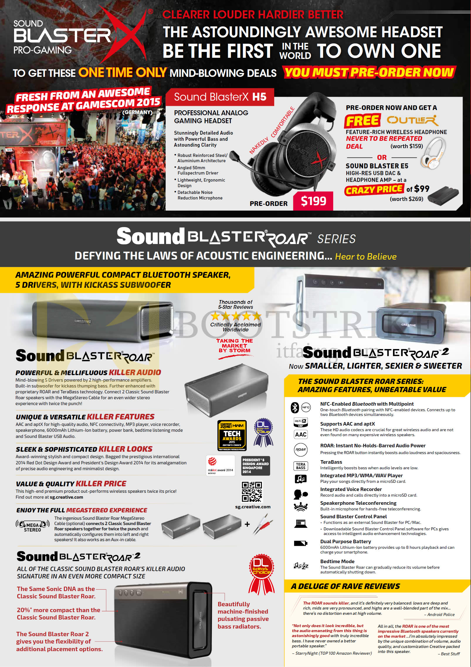 Creative Headset, Speakers, Sound BlasterX H5, Roar, Roar 2, » COMEX 2015  Hot Deals, Offers & Promotions 4 – 6 Sep 2015 