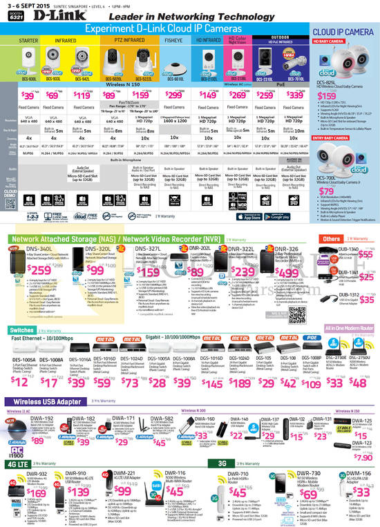 D-Link Networking Cloud IP Cameras IPCam, NAS, NVR, Switches, Wireless USB Adapters, DCS-933L 700L, DNS-340L, 320L, 327L, DNR-202L, DUB-1340, DES-1008A, 1016A, 1016D, 1024D