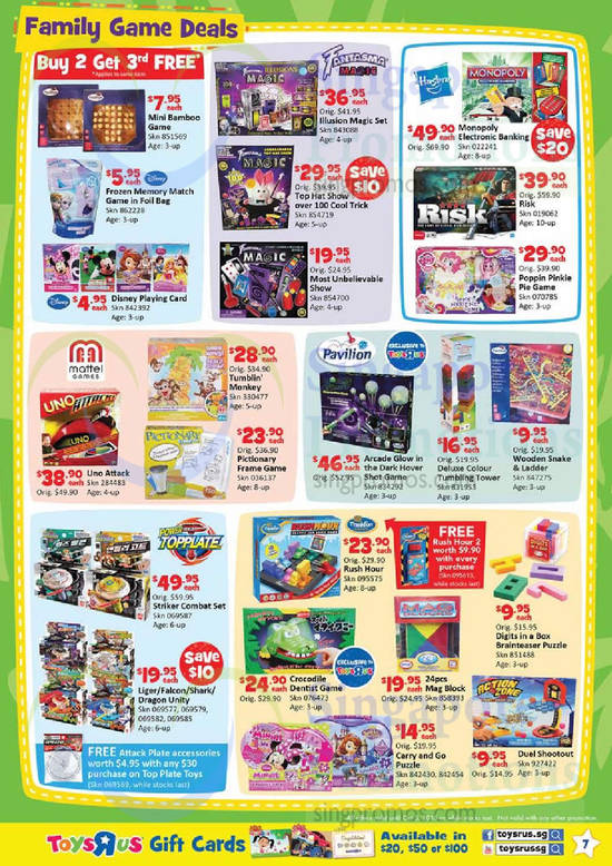 Family Game Deals, Fantasma Magic, Monpoly, Mattel, Hasbro, Pavilion, Power Topplate