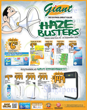 Featured image for (EXPIRED) Giant Hypermarket Air Purifier Haze Busters Deals 19 – 24 Sep 2015