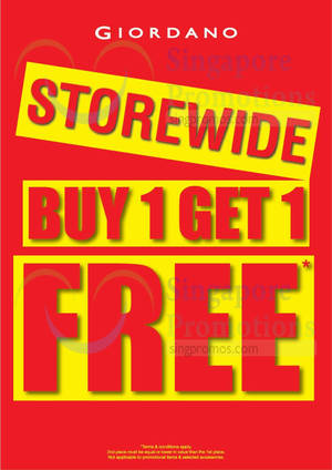 Featured image for (EXPIRED) Giordano Buy 1 Get 1 FREE Storewide Promotion 23 Sep 2015