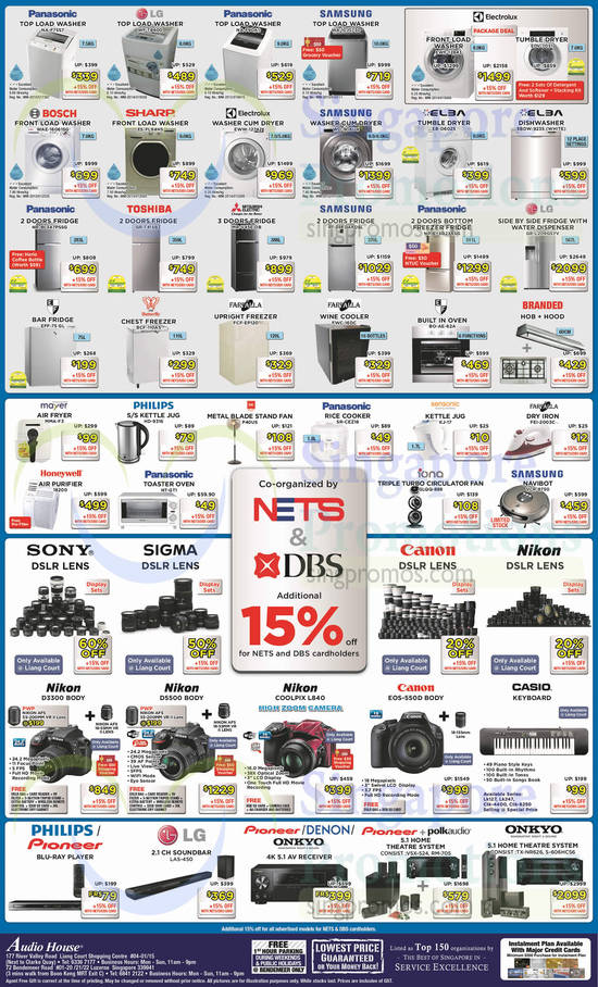 Home Appliances, Washers, Dryers, Fridges, Freezers, Farfalla, Nikon, Canon, Sharp, Samsung