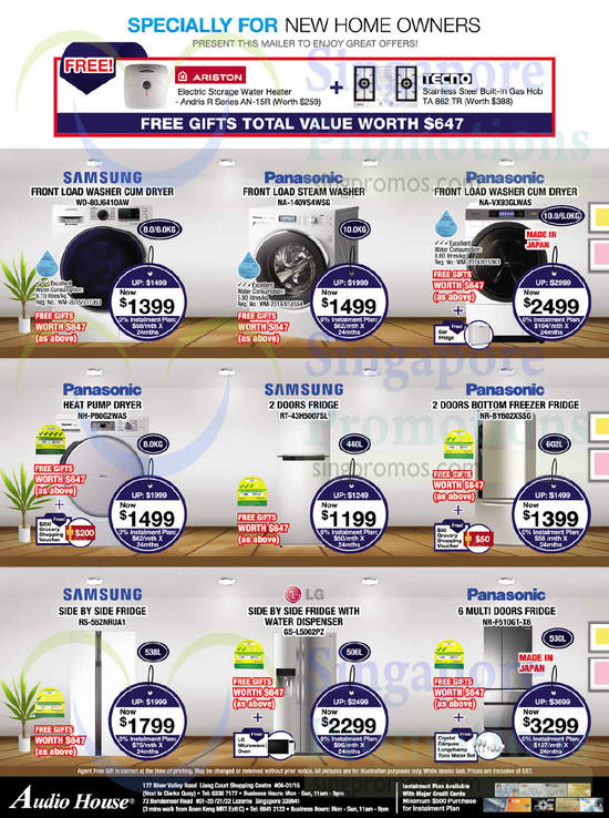 Home Appliances, Washers, Heat Pump Dryer, Fridges, Panasonic, Samsung, LG, WD-80J6410AW, NA-140VS4WSG, NA-VX93GLWAS, NH-P80G2WAS