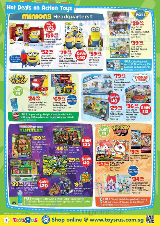 Hot Deals on Action Toys, Minions, Super Wings, Thomas & Friends, Teenage Mutant Ninja Turtles