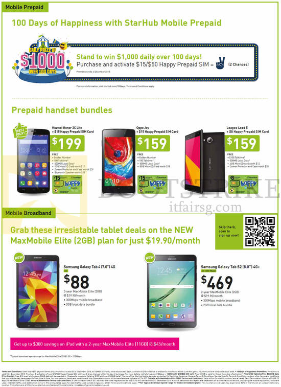 Mobile Prepaid, Huawei Honor 3C Lite, Oppo Joy, Leagoo Lead 5, Samsung Galaxy Tab 4 7.0 4G, Galaxy Tab S2 8.0, MaxMobile Elite (2GB)